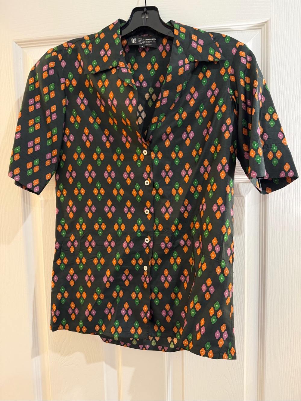 Vintage Thai Silk Jim Thompson Short-Sleeve Button-Up Shirt